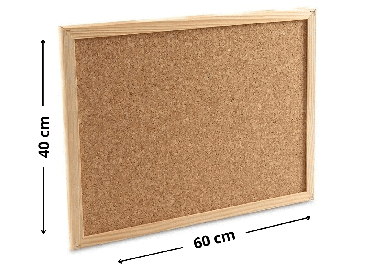 Pizarra De Corcho 40x60 cm Borde De Madera y Colgador de Pared