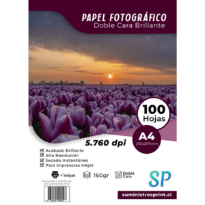 Papel Fotográfico Glossy Doble Cara A4 160gr