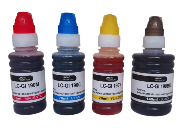 Pack 4 Tintas Refill Ink GI-190 Para Canon