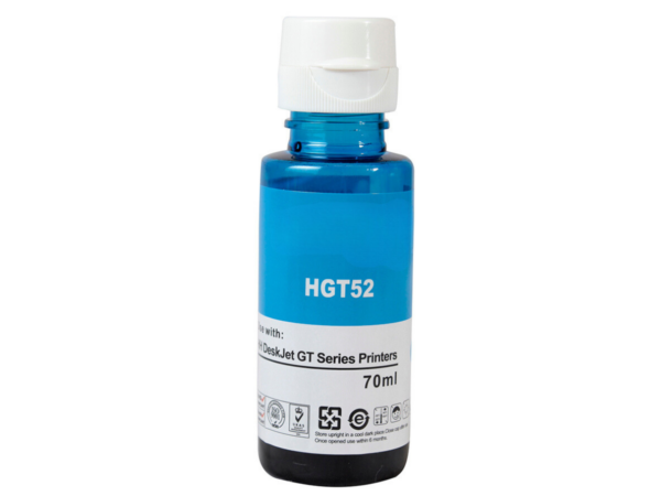 Tinta Alternativa Para HP GT52 Dye De 70 ml color cian