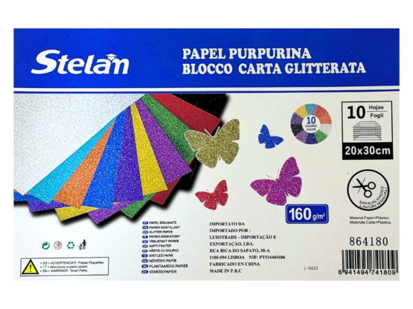 Papel Purpurina De 10 Colores