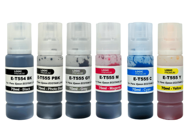 Pack 6 tinta T554 y T555 Marca Logic